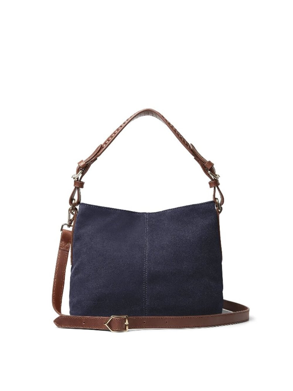 Fairfax & Favor Mini Tetbury Suede Shoulder Bag Navy Blue Leather